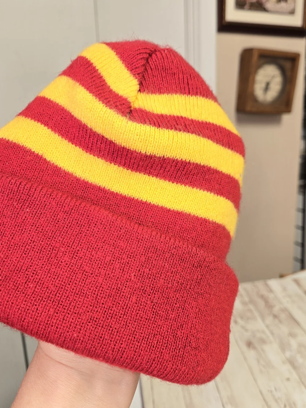 Harry Potter Hogwarts Red Gold Striped Knit Beanie Hat